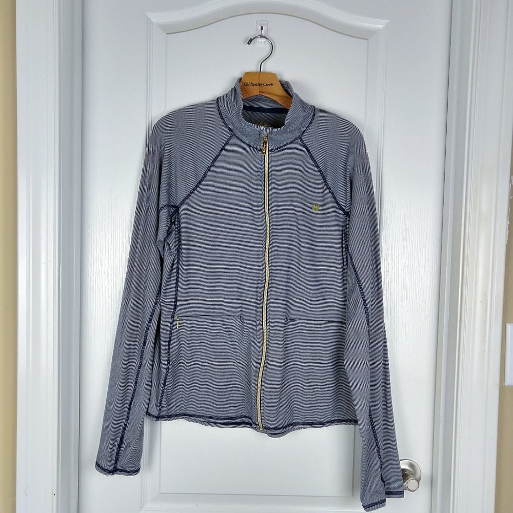 EUC Lilly Pulitzer Luxletic Kapri Navy Stripe Full Zip Athleisure Jacket XL